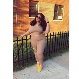 Tan 2 piece set worn once